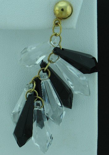 Gorgeous Black and Clear Molded Daggle Earrings Ear2019