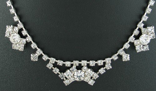 Vintage Unsigned Clear Prong Set Rhinestone Choker Nec2064