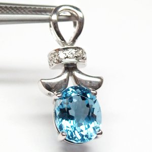 925 Sterling Silver Pendant With Natural Blue Topaz