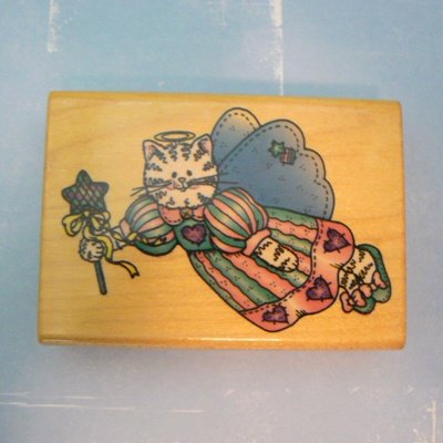 Comotion Country Cat Angel Wood Mounted Rubber Stamp