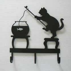 Fishing Cat Metal Key Rack