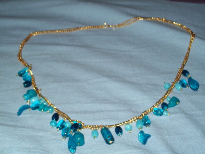blue gold large necklace