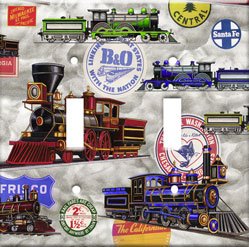 Trains & Signs Double Switchplate New Handcrafted USA
