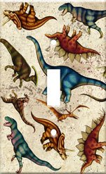 Dinosaur Toss Single Switchplate Cover Handcrafted USA