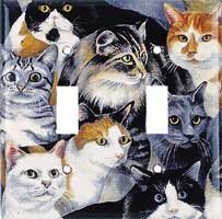 Just Cats Double Switchplate Cover New Handcrafted USA