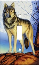 Timber Wolf Single Switchplate Cover Handcrafted USA