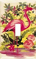 Flamingo Single Switchplate Cover Handcrafted USA