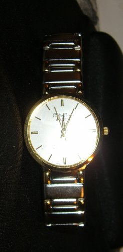 MENS PERSIO SILVERTONE & GOLDTONE LUXURY ULTRA THIN WATCH PRE- OWNED