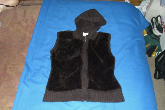 Suspicious Lines Brown Hooded Sweater Vest