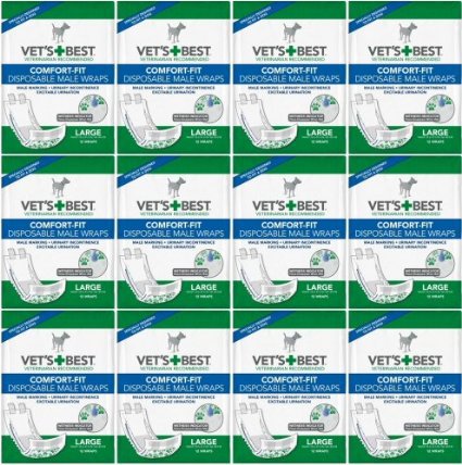 Large Vet's Best Comfort-Fit Disposable Male Wrap 144ct (12 x 12ct)