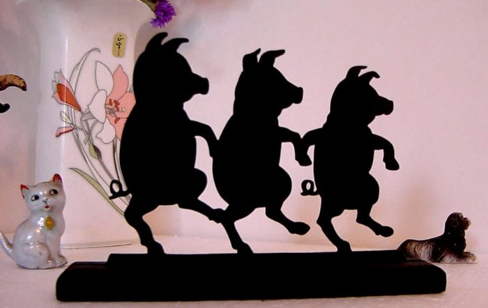 World Renown Talented Dancing Pigs Wood Silhouette.