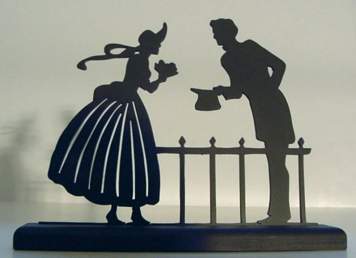 Courting Victorian Couple Decorative Hand-cut Silhouette