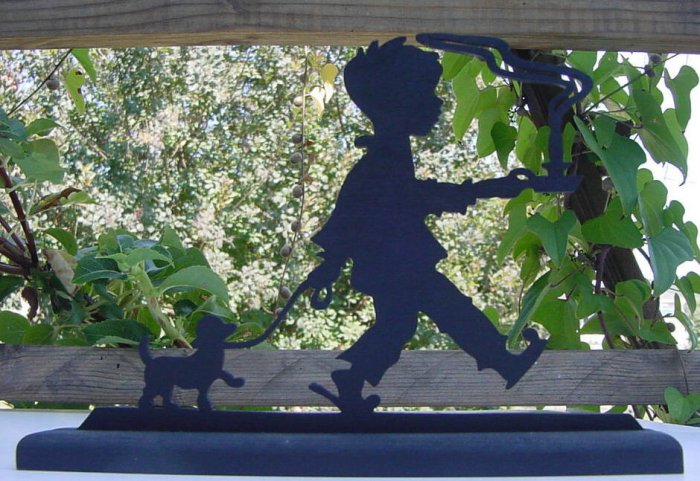 Boy Dog and Candle to Bed Decorative Wood Silhouette Great Gift