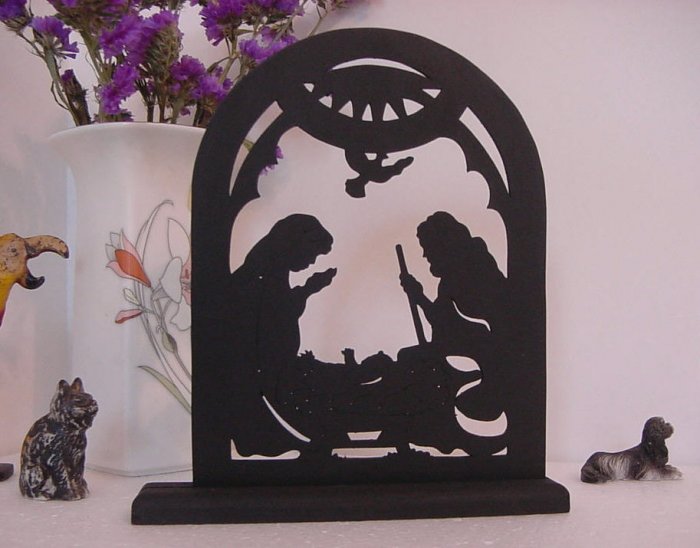 The Holy Family in the Manger on a Base Decorative Silhouette
