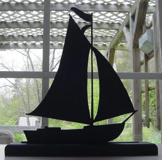 A Pleasure Sailing Boat Hand-cut Wood Silhouette
