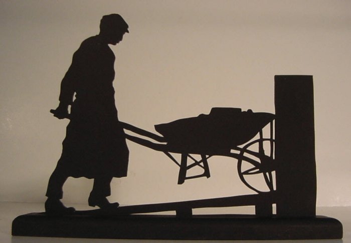 A Workman Brings Supplies to the Work Site Decorative Wood Silhouette