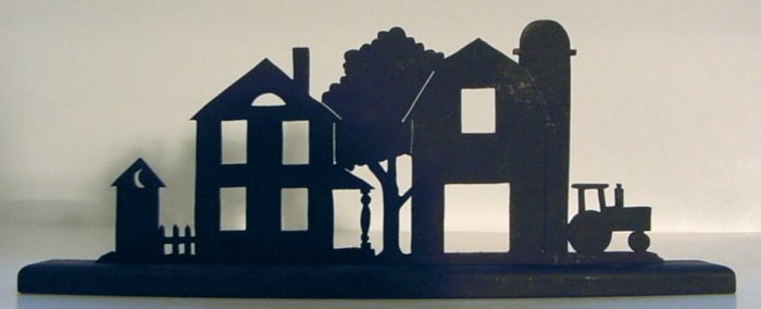 Farmstead Profile Wood Decorative Silhouette. A Nice Gift For the Homestead.