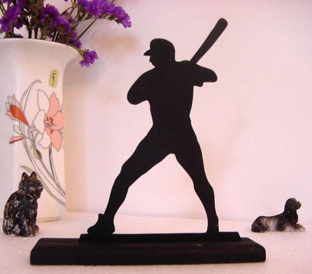 Decorative Baseball Batter Waiting for the Pitch Wood Silhouette