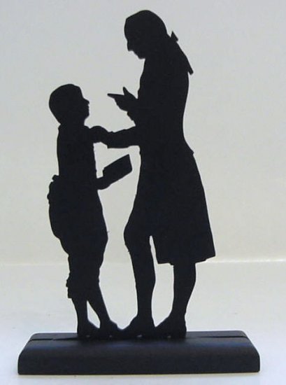 Teacher and Pupil Hand-cut Decorative Wood Silhouette Early America