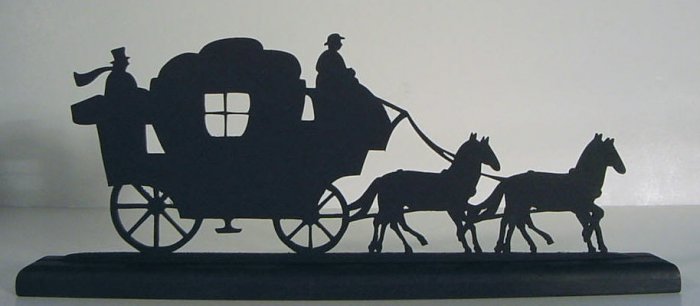 Stage Coach and Horse Team Decorative Wood Silhouette