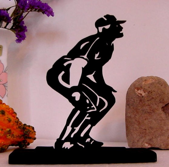 Baseball Player Waiting for the Fly Ball Decorative Wood Silhouette