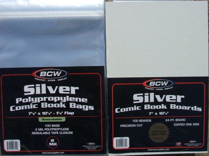 (200) BCW RESELABLE SILVER-AGE BAGS & BACKING BOARDS