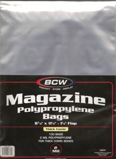 (500) BCW THICK MAGAZINE SIZE BAGS / COVERS