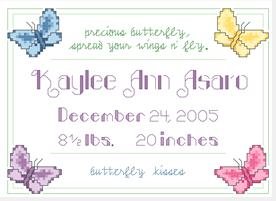 Butterfly Birth Sampler