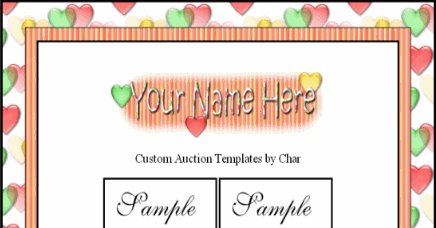 Auction Template Sweet Heart Red Yellow Green