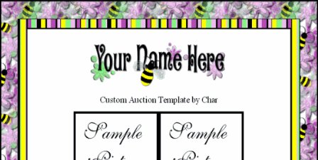 Auction Template Bumblebee Yellow Black Pink Purple Green