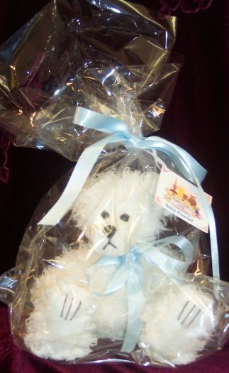 Dipped Scraggle Long Hair Teddy Bear, Baby Powder Boy