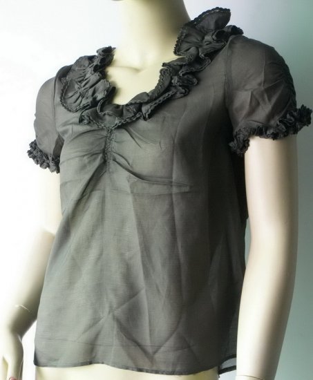 marc by marc jacobs brown lace sleeve top 2#