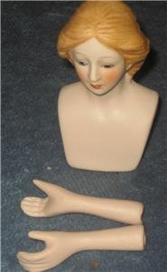 Porcelain Pincushion Lady Doll Making Head & Arms LOOK