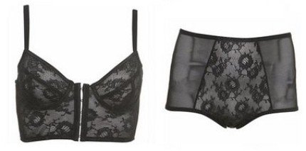 BLACK GRANDMA RETRO LINGERIE SET Size 34A and size 8
