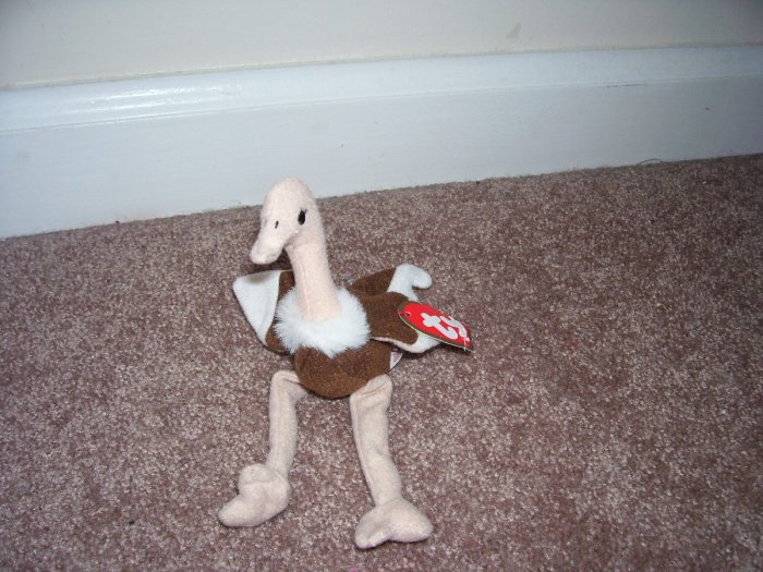 TY TEENIE Beanie Babies STRETCHY The Ostrich LOT OF 2 * GOOD CONDITION! FROM 1993 RETIRED!