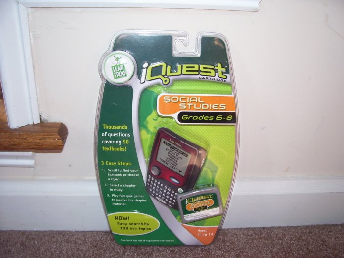 Leap Frog IQUEST * SOCIAL STUDIES * GRADES 6-8 CARTRIDGE NEW! COVERING 50 TEXTBOOKS!