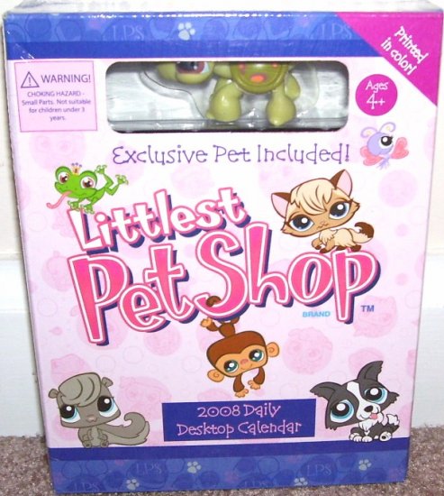 THE LITTLEST PET SHOP 2008 DESKTOP BOXED CALENDAR! w/EXCLUSIVE LITTLEST PET! NEW!