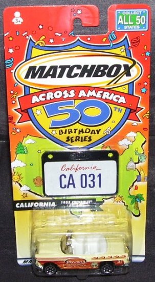 Matchbox Across America * CALIFORNIA * 1955 CHEVROLET BEL AIR CONVERTIBLE NEW! 2001