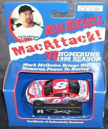 Mark McGwire's MacAttack 1998 diecast Car Bobby Hillin Jr (Driver) w/COA MIB