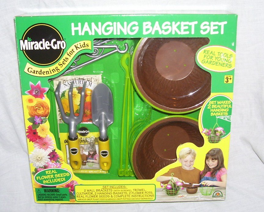MIRACLE-GRO HANGING BASKET SET FOR KIDS NEW! w/SEEDS & TOOLS