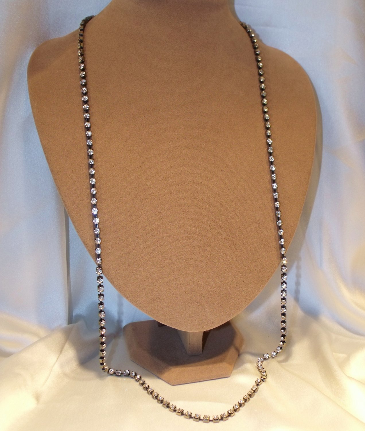 Rhinestone Belt Gun Metal 39 inch Vintage Jewelry
