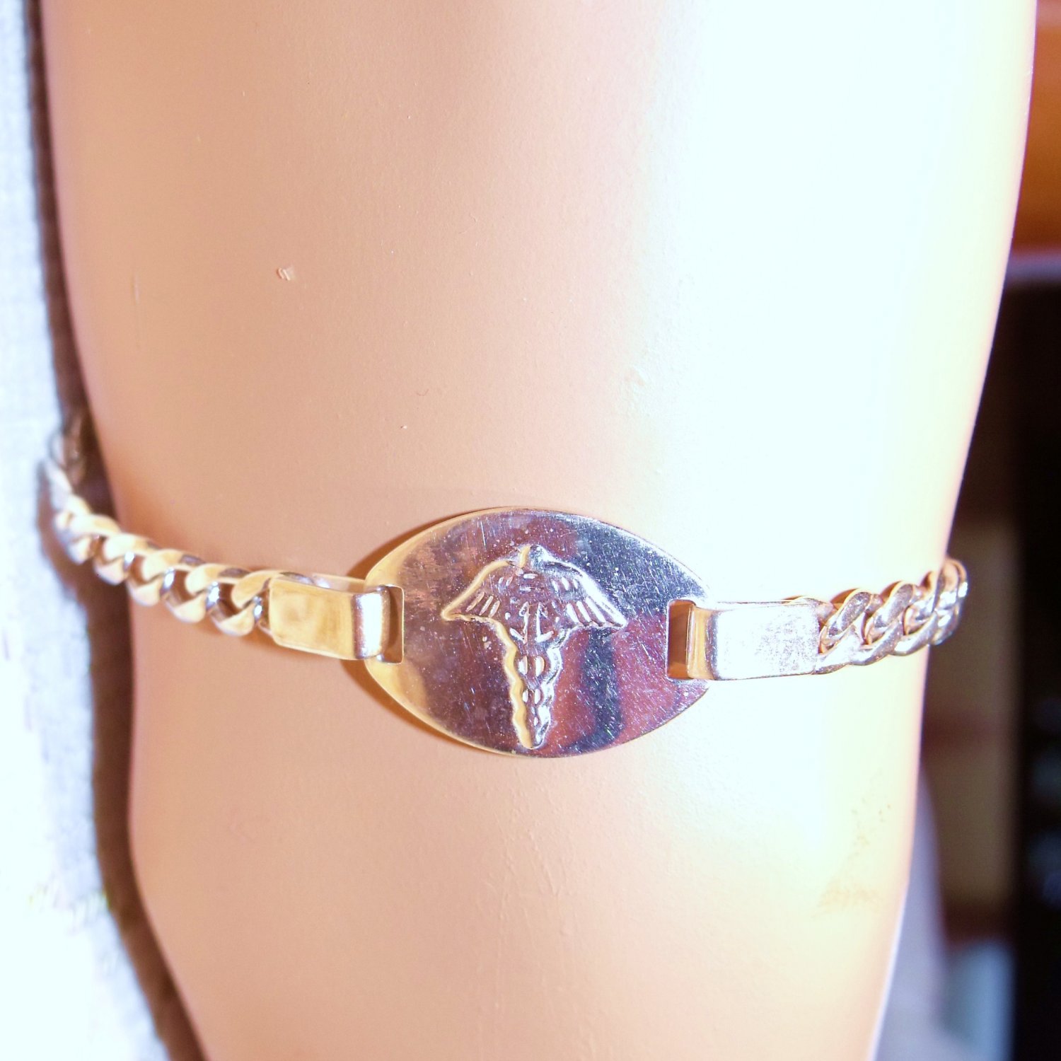 Sterling Medical Alert Link Chain Bracelet Vintage Blank Back