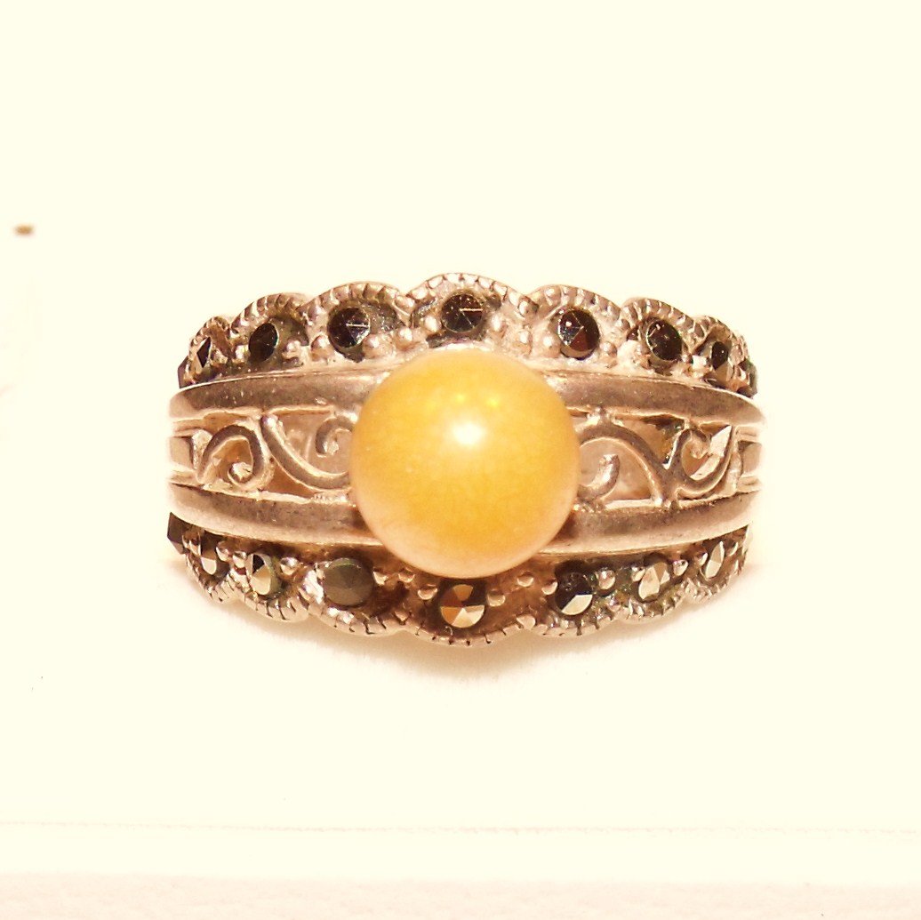 Sterling Marcasite Band Ring Designer Signed ACI Vintage