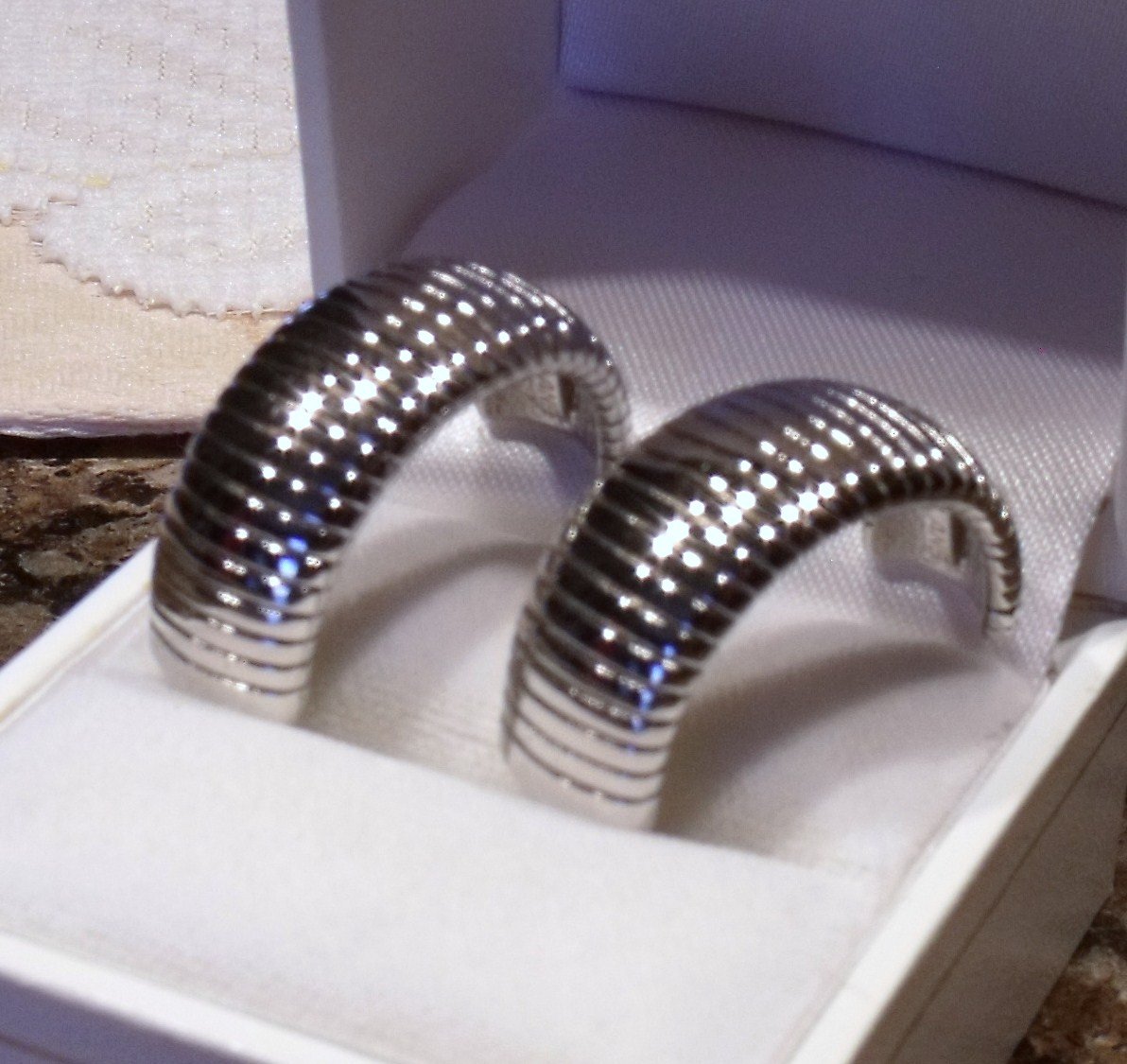 Parklane Hoop Post Earrings Textured Vintage Designer