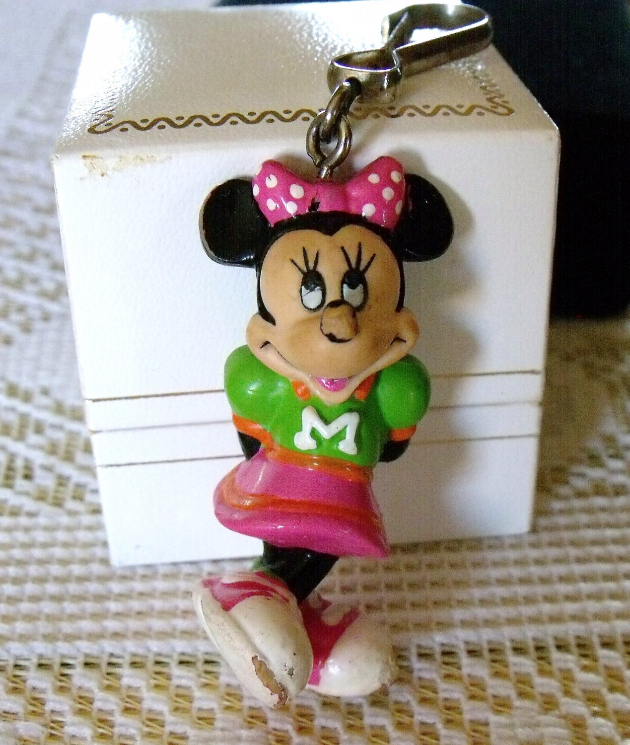 Minnie Mouse Rubber Figurine Vintage Key Chain Charm Jewelry