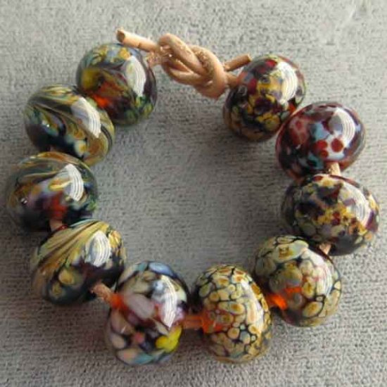 10 Lampwork Bead Assortment Woodland Trail