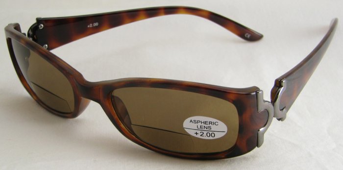 577RLST-200 READING SUNGLASSES READERS TINTED LEOPARD SPOTTED TORTOISE PLASTIC FRAME +2.00 BIFOCAL