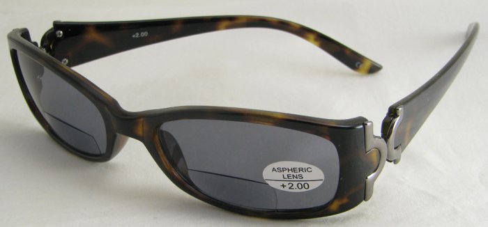 577RT-200 TINTED READING GLASSES SUNGLASSES SUN READERS TORTOISE PLASTIC FRAME +2.00 BIFOCAL