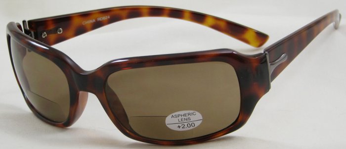 624RLST-200 TINTED READING GLASSES SUN READERS LEOPARD SPOTTED TORTOISE PLASTIC FRAME+2.00 BIFOCAL