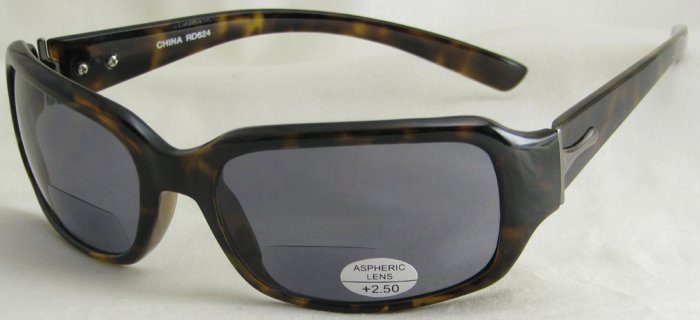 624RT-250 READING SUNGLASSES TINTED SUN READERS SMOKE LENSES +2.50 BIFOCAL